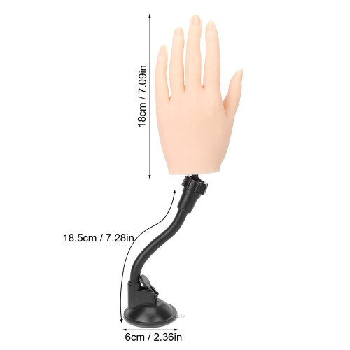 Practice Hand for Acrylic Nails, Realistic Flexible Silicone Left Hand with Adjustable Suction Base 1