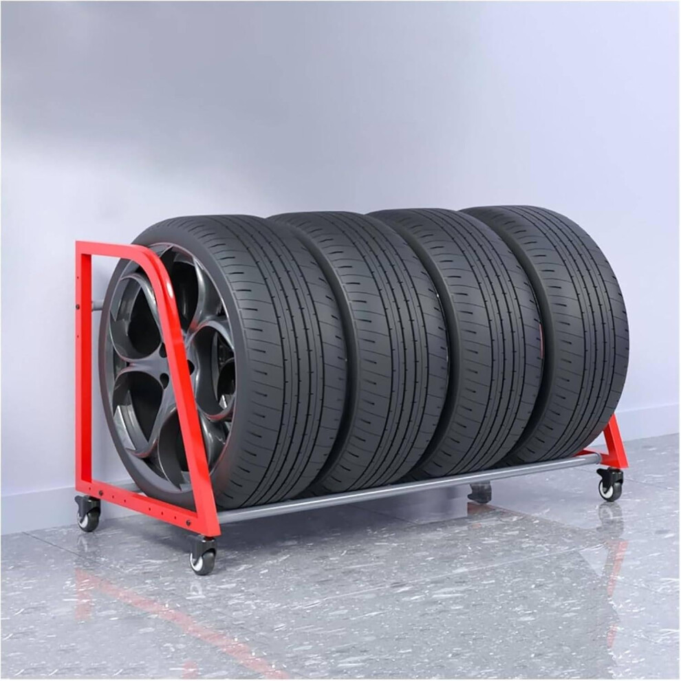 Heavy Duty Rolling Tire Storage Rack With 360 Swivel Wheels, Adjustable Width For Garage 9187378133156