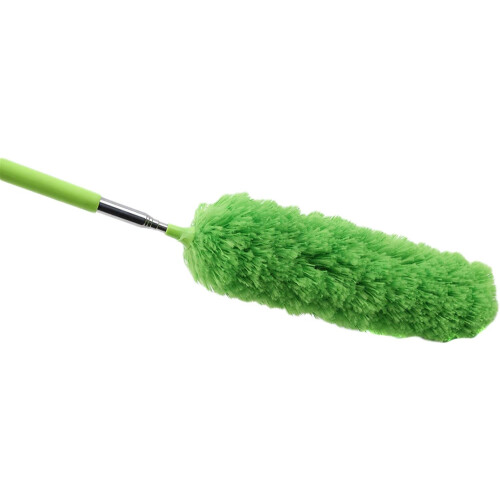 Microfiber Duster with Extension Pole for Home and Car, Telescoping Scratch Cleaning, Green 1