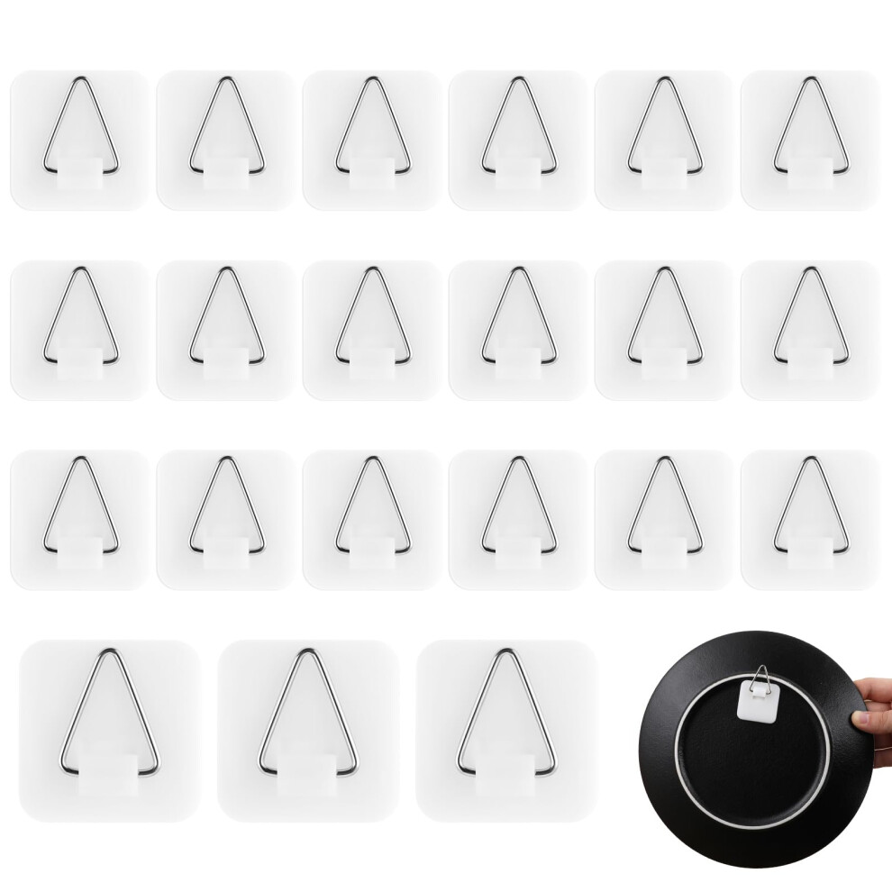 20 Pcs Plate Hangers Adhesive Wall Mount Invisible Holders Nodrill For Decorative Plates And Art 9187378133859