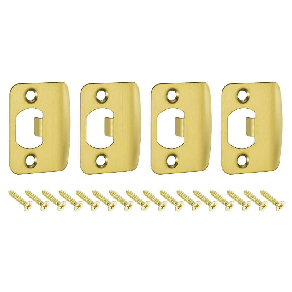 4Pcs Stainless Steel Door Strike Plate Set 57X45mm Deadbolt Lock Replacement For Door Jamb Reinforcement Gold 9187378135211
