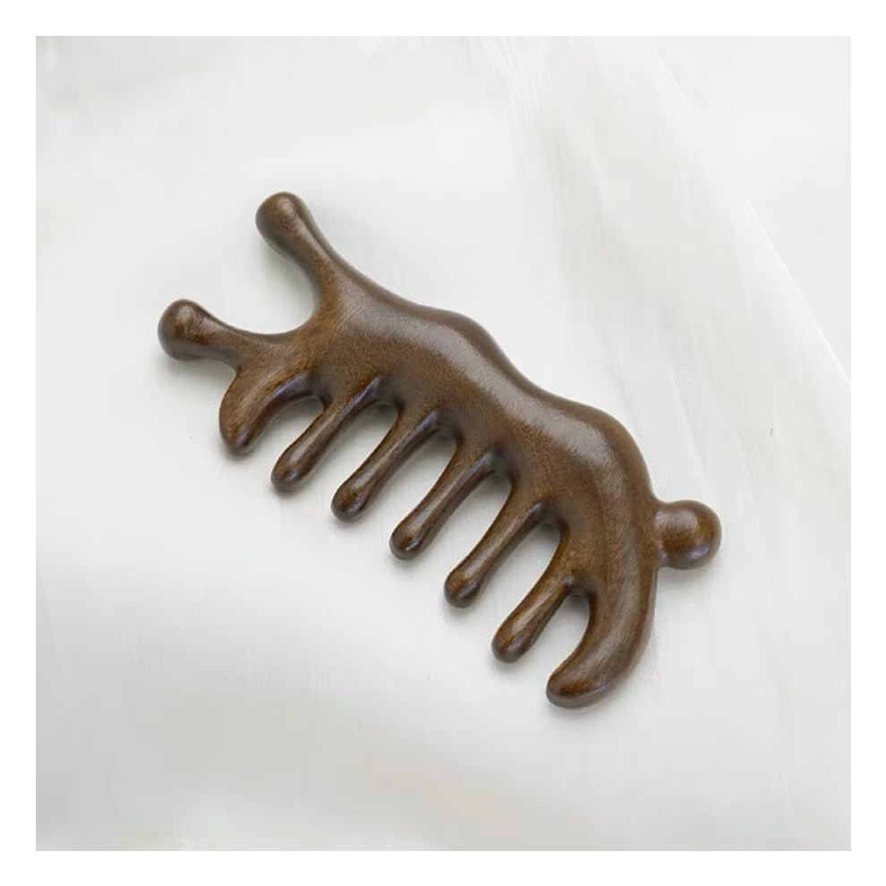 Sandalwood Comb Wide Tooth Wooden Scalp Meridian Massage Detangling Comb Compact Travel Size