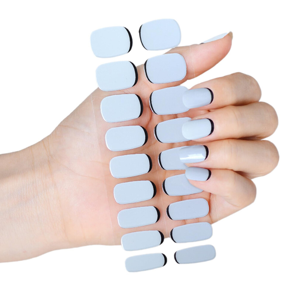 Semi Cured Gel Nail Strips French Gel Nail Stickers Easy Application Glossy Salon Finish