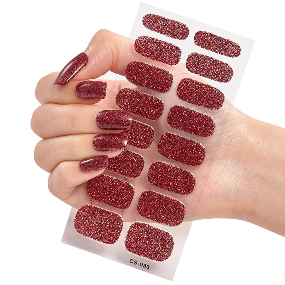 Gel Nail Strips Semi Cured Stickers, 16 Long Lasting Shine Peel and Stick Nail Polish Wraps