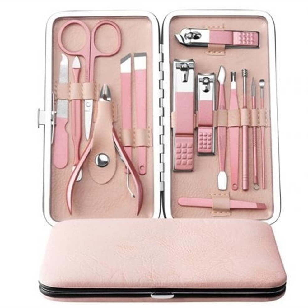 Gold Manicure And Pedicure Set 15Pcs Professional Stainless Steel Rose Nail Clippers Grooming Kit