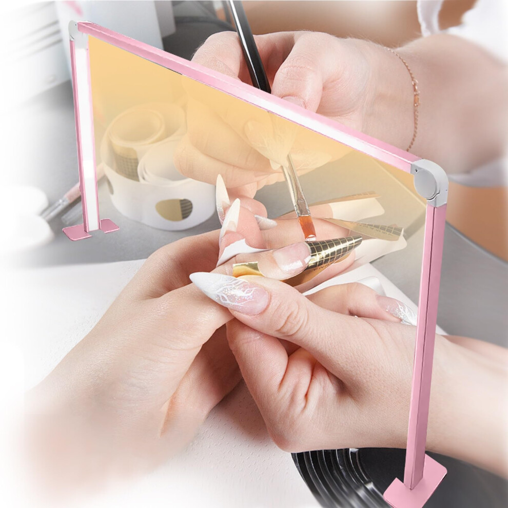 Pink Nail Desk Lamp With 10000 Lumens Brightness, Adjustable Led, Stepless Dimmer, Foldable, Rose