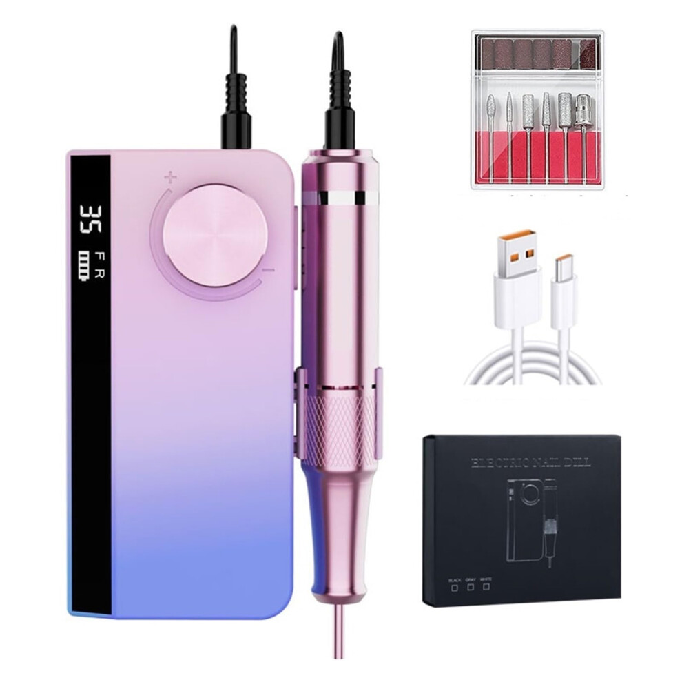 Electric Nail Drill 35000RPM Rechargeable Cordless for Acrylic Gel Manicure Pedicure Ref: 9899