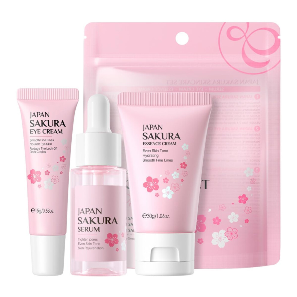 Skincare Gift Set Sakura for Teenage Girls with Serum Eye Cream and Cream Travel Size Hydration