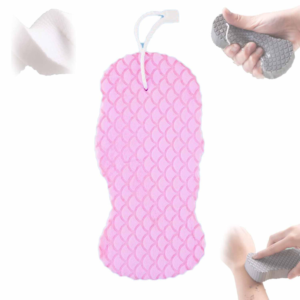 Pink Exfoliating Bath Sponge For Gentle Skin Care, Super Soft 3D Body Scrub, Quickdrying