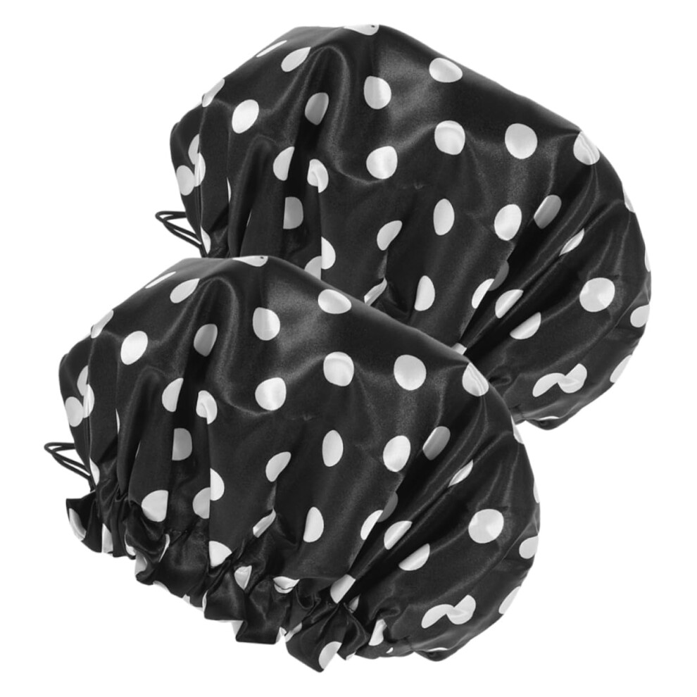 Shower Cap for Women Satin Waterproof Hair Protection Reusable Elastic Fit for Long Thick Hair