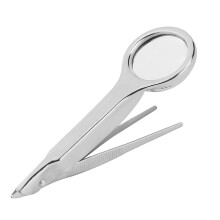 Multi-function Tool Magnifying Glass Splinter Tweezers with 10X Magnifier Fine Point Precision-engineered Stainless Steel Acrylic Lens for Scientific