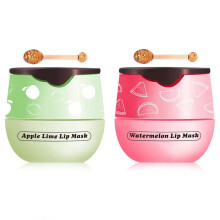 4 Pack Fruit Lip Balm Set with Hydrating Overnight Lip Mask for Dry Cracked Lips, Apple Lime Watermelon