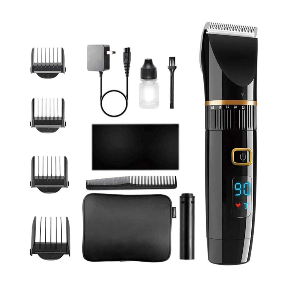 Professional Cordless Hair Clippers and Beard Trimmer with Waterproof Titanium Blades, 5Speed Adjustable