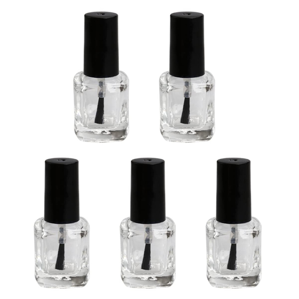 10pcs Square Empty Nail Polish Bottles with Brush, Refillable Leakproof Transparent Glass Containers for Nail Art