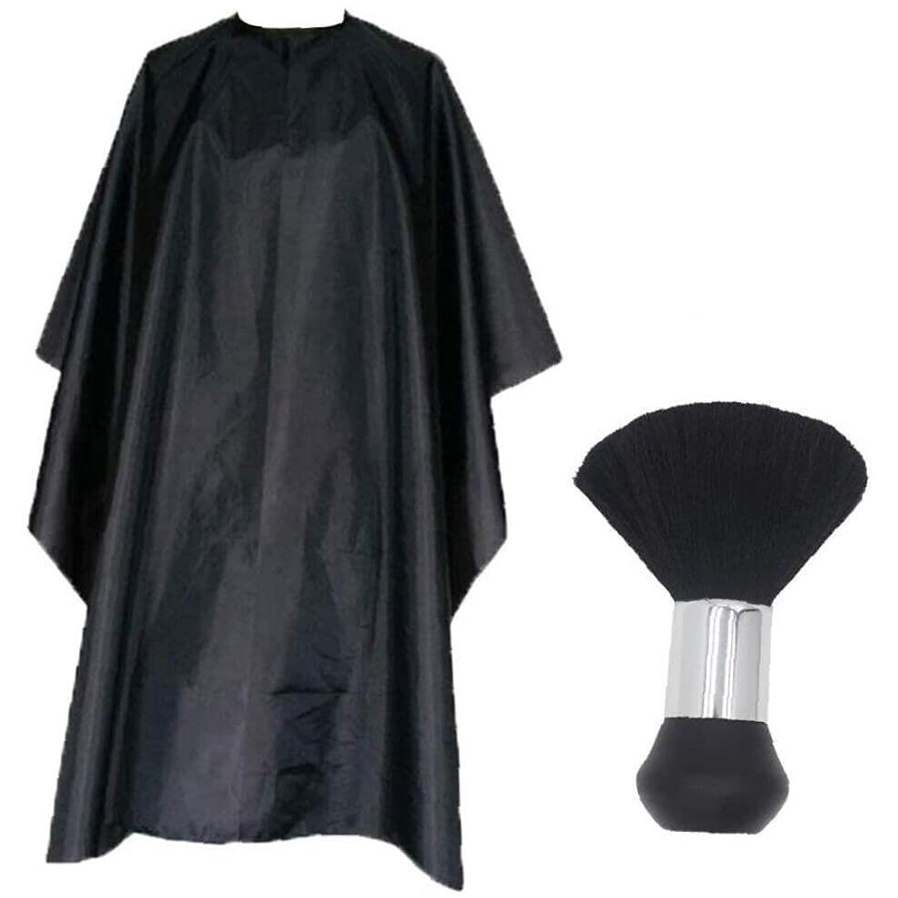 Professional Hairdressing Cape with Adjustable Neckline and Neck Duster Brush for Salon and Home