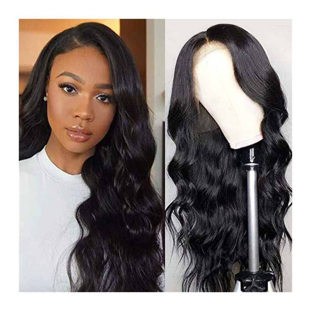 Unisex 28 Inch Hd Transparent Lace Front Human Hair Wig Brazilian Body Wave Preplucked Hairline