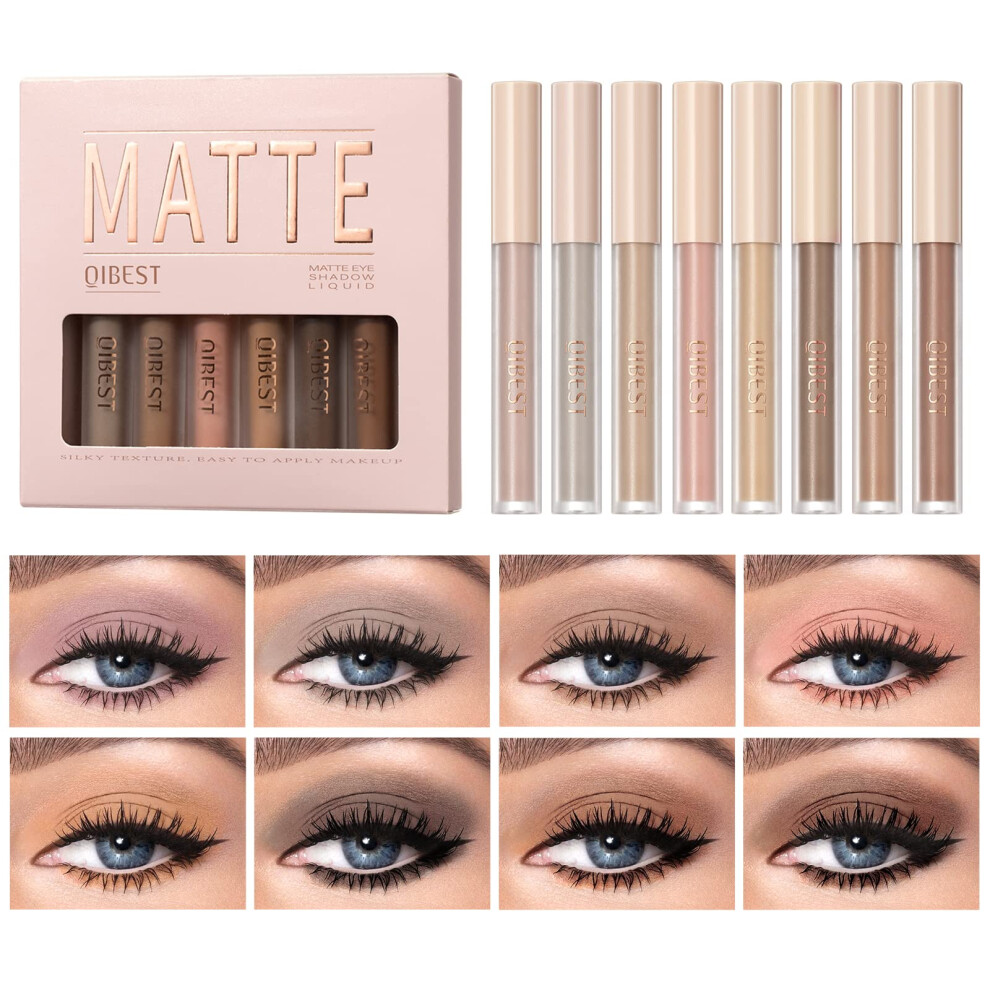 Cream 8Color Waterproof Liquid Matte Eyeshadow Set Longlasting Nude And Smoky Quickdrying Makeup