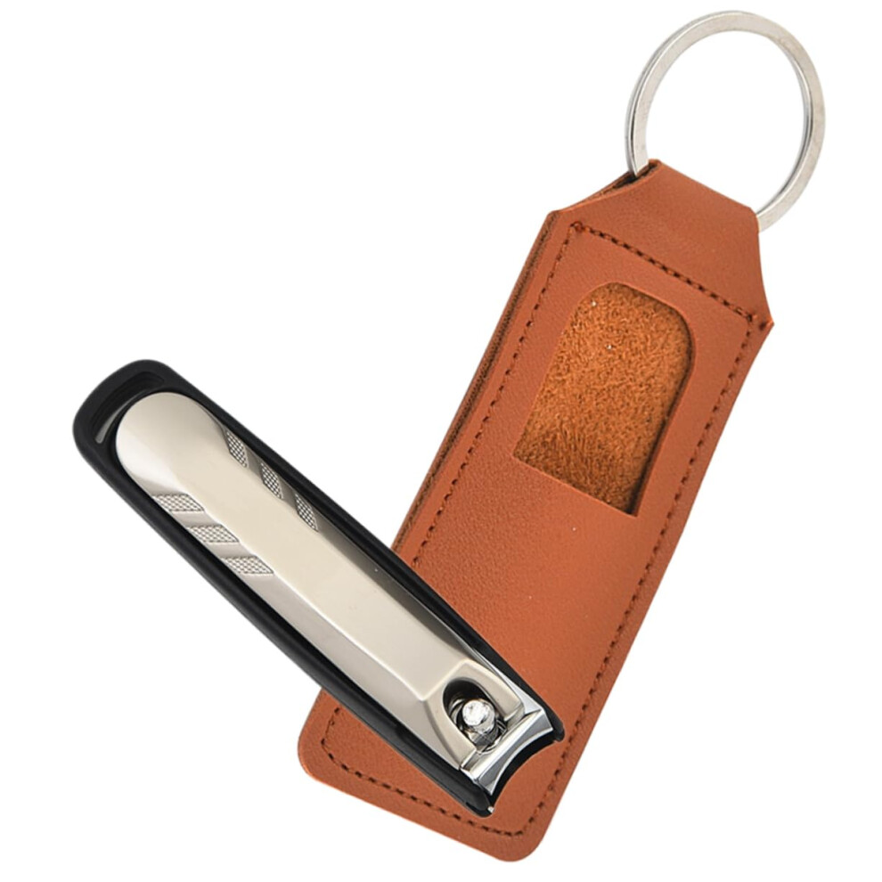 Nail Clipper with Ergonomic Grip and Leather Cover for Fingernails and Toenails, Durable Metal Cutter