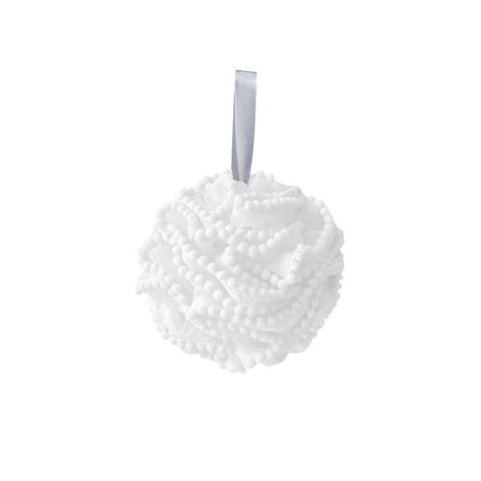 White Bath Sponge 25G Dense Foaming Shower Mesh For Gentle Deep Clean With Hanging Loop
