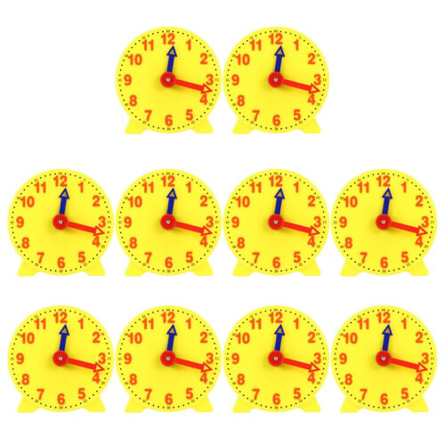 10pcs 4 Inch Student Learning Clock  Model Teacher Gear Clock 12/24 Hour School Learning Tools