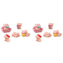 12 PZ Figurine di Maialini nel Miniatura Simpatici Maialini Rosa Famiglia Giocattoli Figure Artigianato DIY per La Decorazione del Giardino Delle Fate