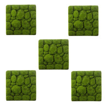 5X Grass Mat- Stone Shape Indoor Green Artificial Lawns Turf Carpets Fake Sod Moss for Home Hotel Wall Balcony Decor