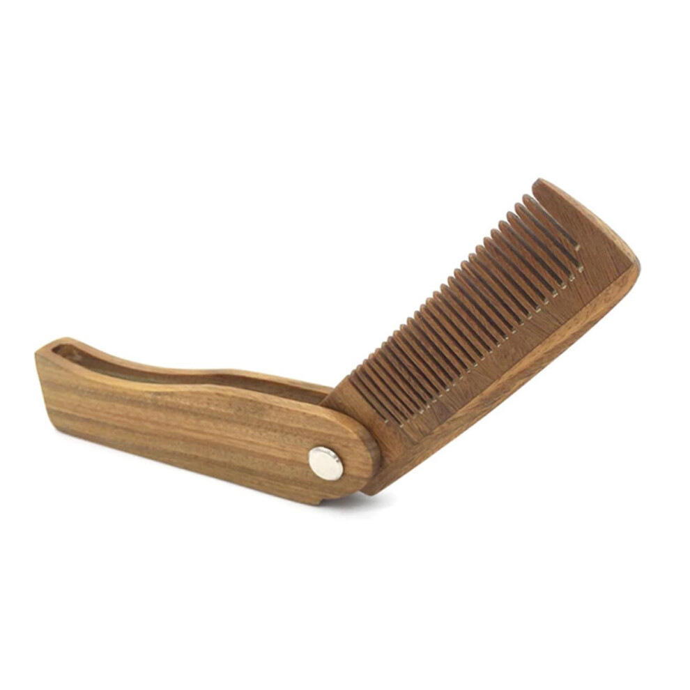 Unisex Foldable Wooden Beard And Hair Comb With Smooth Antitangle Teeth For Travel Grooming