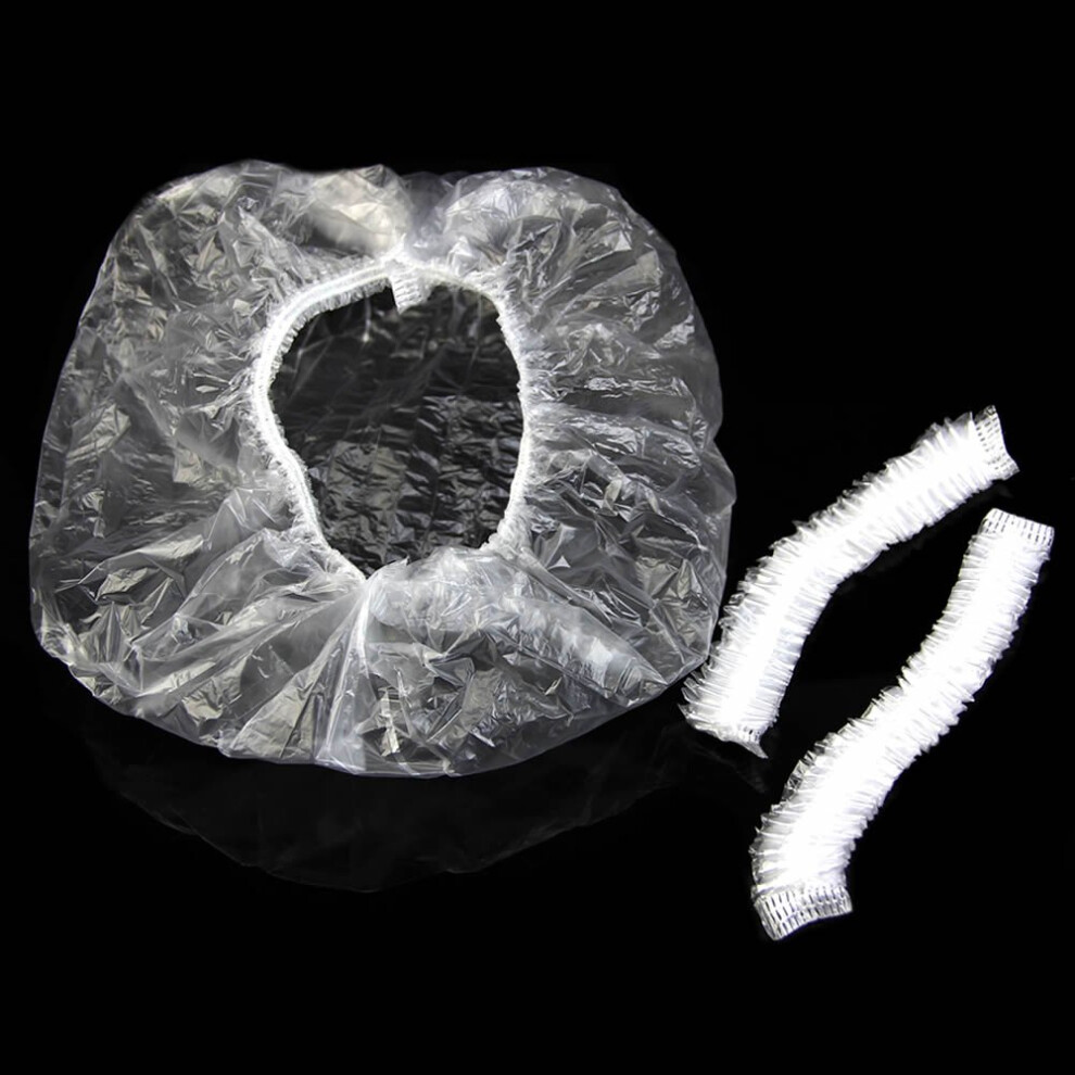 100pcs Disposable Shower Caps Clear Elastic Design for Hair Protection Hotels Salons Swimming