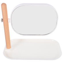 4Pcs White Oval Mirror Rotatable ABS Frame Desk Vanity for Home Makeup