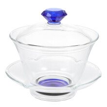 3Sets Elegant Blue Chinese Style Glass Tea Cup for Home and Office Use
