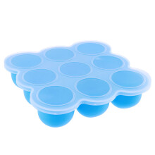 2Pcs Baby Food Storage Tray Silicone Leakproof 9-Lattice Sky Blue