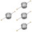 4Pcs Silver Cocktail Jigger Measuring Cups Double Bead Metal Bar Tools 8