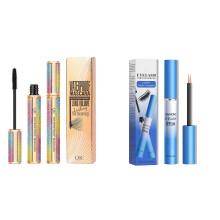 4D Silk Fiber Mascara Waterproof Volume Length and DualEnded Eyebrow Pencil Set