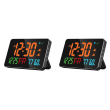 2X Digital Clock Alarm Clock WiFi Clock, Extra Large Letters, Temperature & Humidity, Calendar, Week,B