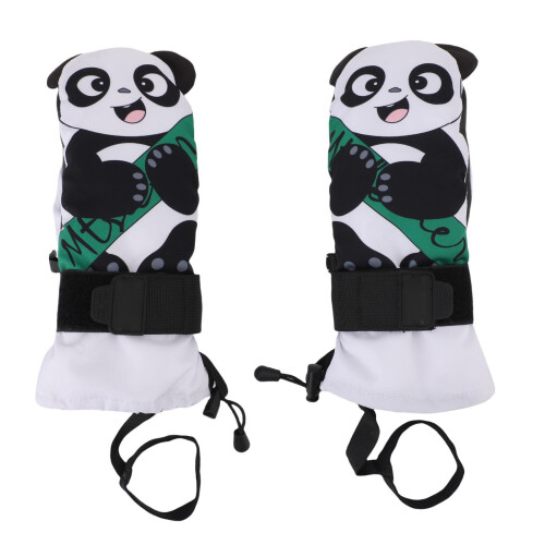 Junior-Skihandschuhe warm, regendicht, Schneemuffe Pandabär L 2