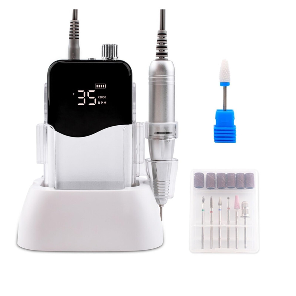 Electric Nail Drill 35000 RPM Cordless Rechargeable for Manicure Pedicure with Adjustable Speed