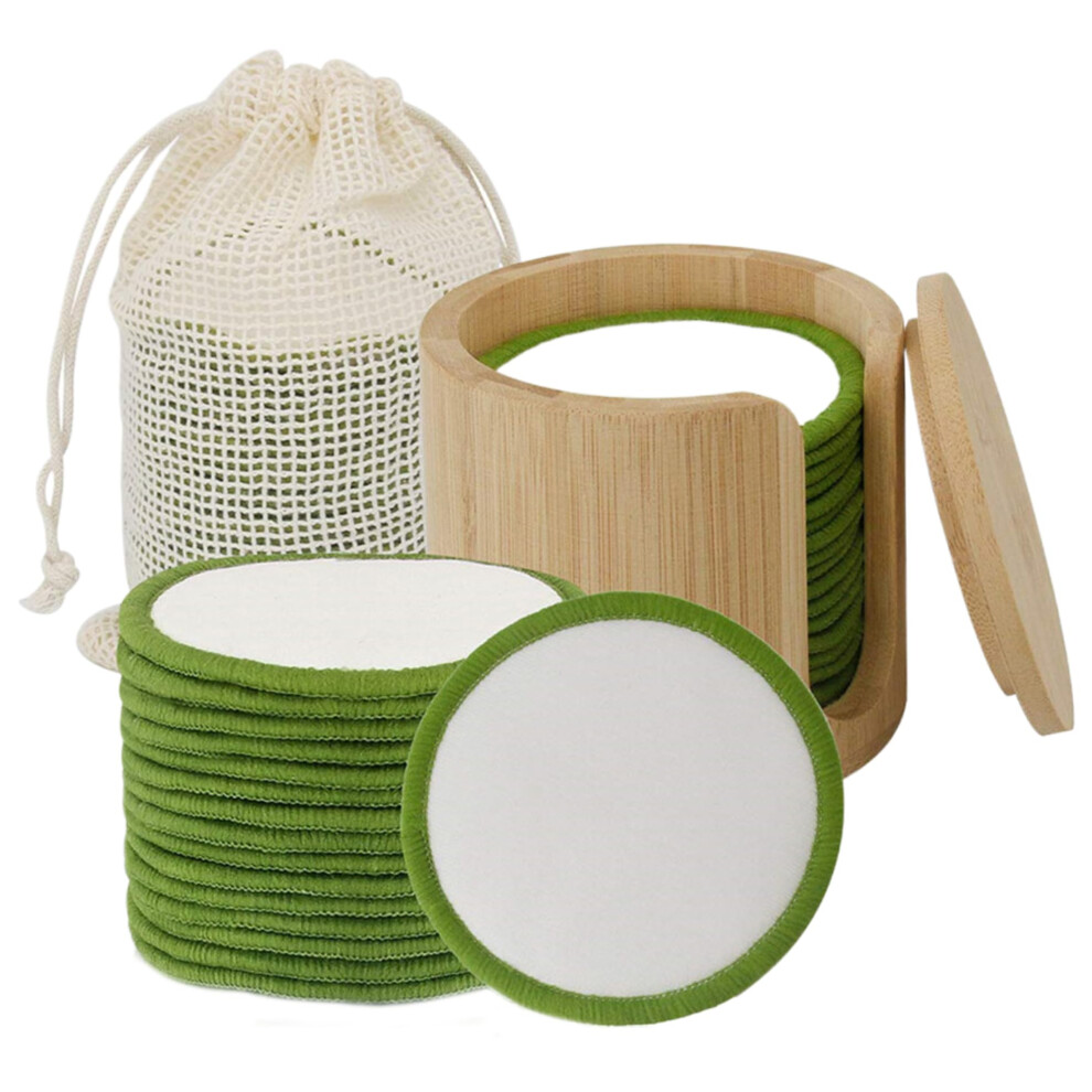 16pcs Facial Cleansing Sponges Bamboo Cotton Reusable Makeup Remover Pads with Holder and Bag