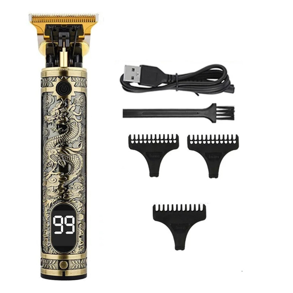 Hair Clipper Cordless Beard Trimmer with Stainless Steel Blade USB Rechargeable Metal LCD