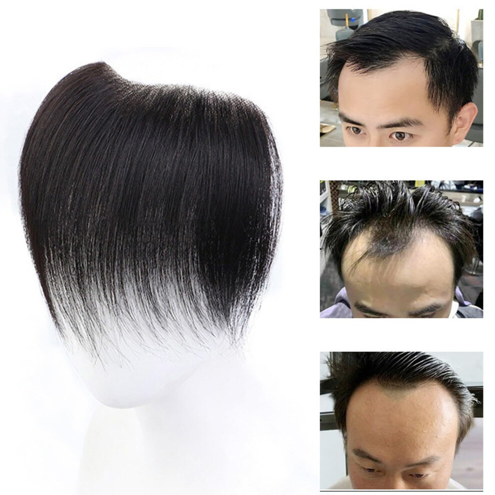 Unisex Men's Hair Toupee With Natural Hairline Restoration, Human Hair Frontal Pu Skin Hairpiece Bf159 4.5X18cm