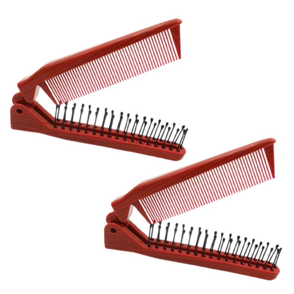 Unisex 2Pcs Folding Hair Brush With Antistatic Bristles Compact Travel Detangler Comb For Men And Women