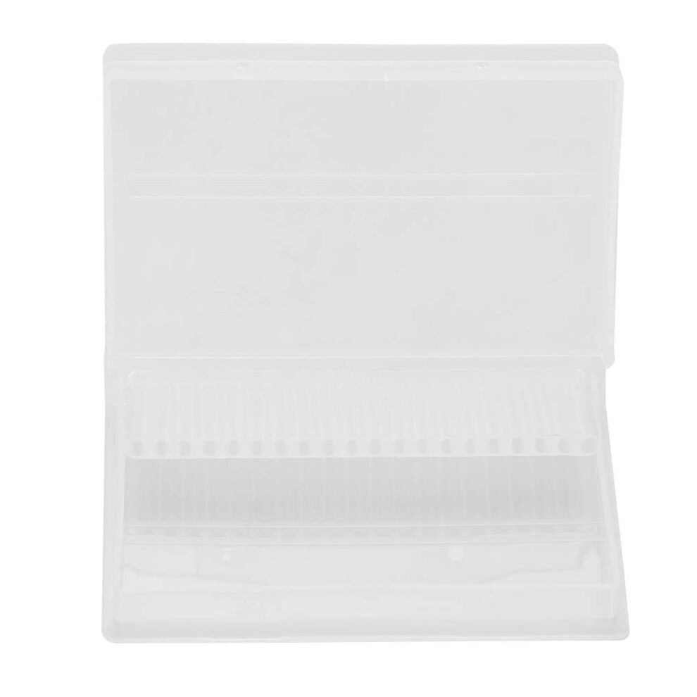 Nail Drill Bit Holder with Transparent Lid, 20 Slot Plastic Storage Case for Manicure Tools