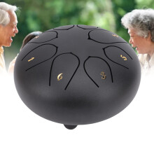 6 Zoll Zungen-Trommel aus Edelstahl in C-Dur, Musikalisches Percussion-Instrument für Meditation und Bildung, Schwarz