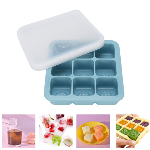 Flexible Silicone Ice Cube Tray - Light Blue, 27ml, 130x130mm