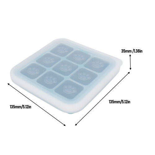 Flexible Silicone Ice Cube Tray - Light Blue, 27ml, 130x130mm 1