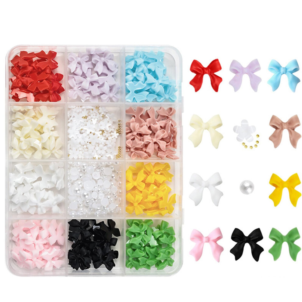 1 Box 3D Nail Art Decorations with Resin Craft Charms and Sparkling Rhinestone Accents