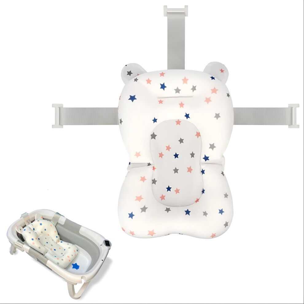Baby Bath Cushion with Star Print, Nonslip Safety Design and Soft Support for Newborns