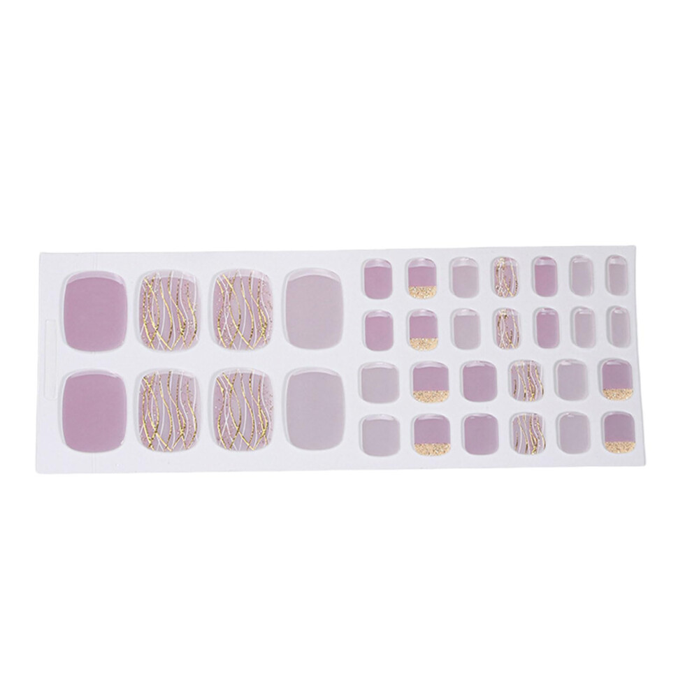 Gold Glitter Gel Toenail Stickers Full Coverage Pedicure Nail Wraps Salon Style No Drying Time