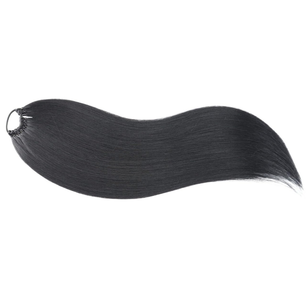 24 Inch Synthetic Ponytail Hair Extension with Elastic Headband, Long Straight Braided Wig 1B Color