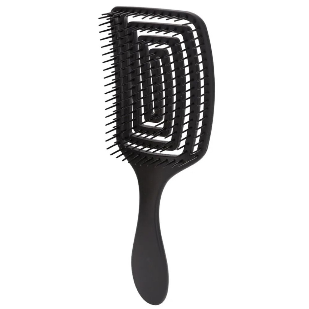 Black Vented Hair Brush For Blow Drying With Ergonomic Grip, AntiâFrizz Detangling Scalp Massage,