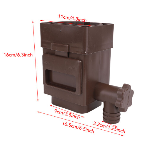 Weatherproof Plastic Downspout Filter Adapter for 3in/4in Drainpipe Brown 1